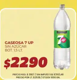 Supermercados Vea 7 up gaseosa sin azúcar oferta