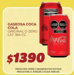 Supermercados Vea Coca cola gaseosa original o zero oferta