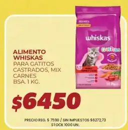 Supermercados Vea Whiskas alimento para gatitos castrados, mix carnes bsa oferta