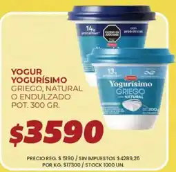 Supermercados Vea Yogurisimo yogurísimo griego, natural o endulzado oferta