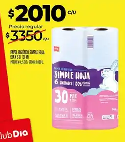 Supermercados DIA Dia papel higienico simple hoja oferta