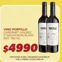 Supermercados Vea Portillo vino cabernet, malbec o sauvignon blanc oferta