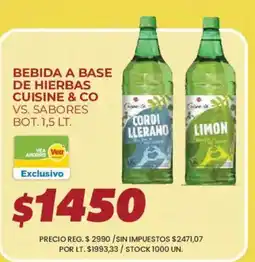 Supermercados Vea Cuisine & Co bebida a base de hierbas cordi llerano vs sabores oferta