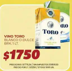 Supermercados Vea Toro vino blanco o dulce oferta