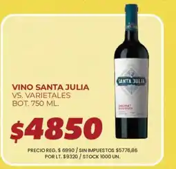 Supermercados Vea Santa julia vino vs. varietales oferta