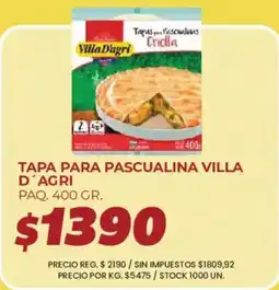 Supermercados Vea Villa dagri tapa para pascualina oferta