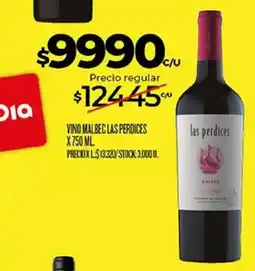 Supermercados DIA Las perdices vino malbec oferta