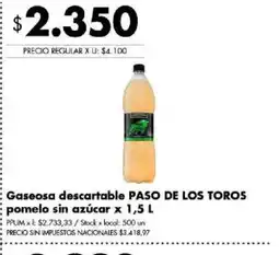Disco Paso de los toros gaseosa descartable pomelo sin azúcar oferta