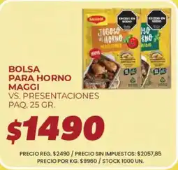 Supermercados Vea Maggi bolsa para horno oferta