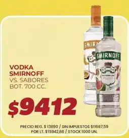 Supermercados Vea Smirnoff vodka vs. sabores oferta