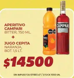 Supermercados Vea Campari aperitivo bitter jugo cepita naranja oferta