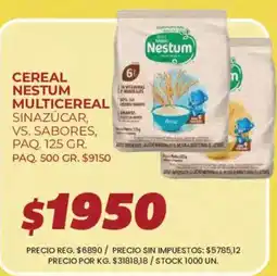 Supermercados Vea Nestum cereal multicereal sinazúcar, vs. sabores oferta