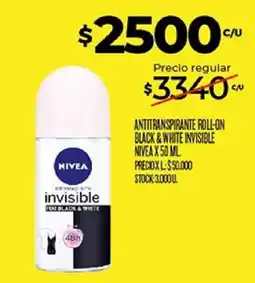 Supermercados DIA Nivea antitranspirante roll-on black & white invisible oferta