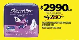 Supermercados DIA Siempre Libre toallitas femeninas adapt plus noche suave oferta