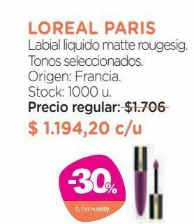 Farmacity Labial liquido matte rougesig. oferta
