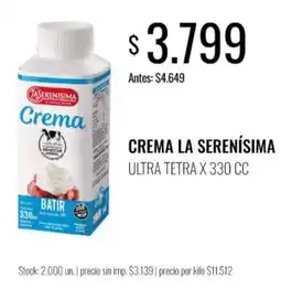 Super MAMI La serenisima crema oferta