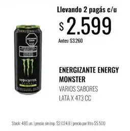 Supermercados Tadicor Monster energizante energy varios sabores oferta