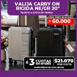 Supermayorista Vital Valija carry on rigida ne/gr 20" oferta