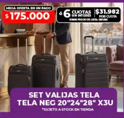 Supermayorista Vital Set valijas tela tela neg 20"24"28" x3u oferta