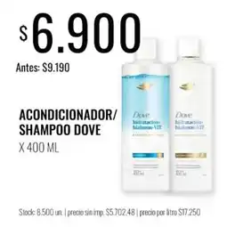 Supermercados Tadicor Dove acondicionador/shampoo oferta