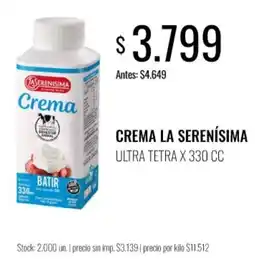 Supermercados Tadicor La serenisima crema ultra oferta