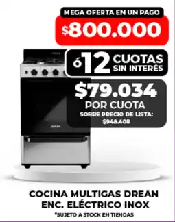 Supermayorista Vital Dream cocina multigas enc. eléctrico inox oferta