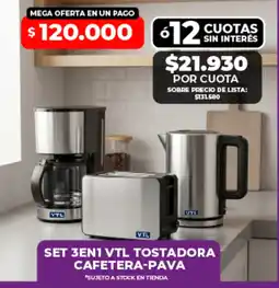 Supermayorista Vital Vtl set 3en1 tostadora cafetera-pava oferta