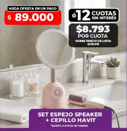 Supermayorista Vital Set espejo speaker + cepillo havit oferta