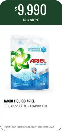 Super MAMI Ariel jabón líquido delicosos/platinum oferta