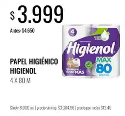 Supermercados Tadicor Higienol papel higiénico oferta