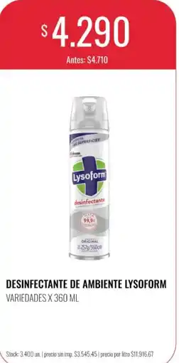 Supermercados Tadicor Lysoform desinfectante de ambiente oferta