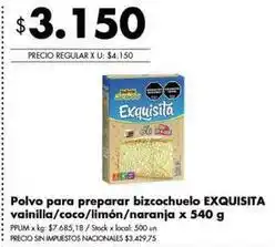 Disco Exquisita - polvo para preparar bizcochuelo vainilla/coco/limón/naranja oferta