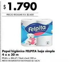 Disco Felpita - papel higiénico hoja simple oferta