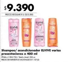Disco Elvive - shampoo/acondicionador oferta