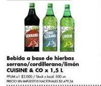 Disco Cuisine - bebida a base de hierbas serrano/cordillerano/limón oferta