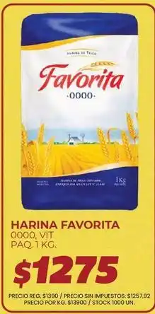 Supermercados Vea Favorita - harina favorita 0000, vit paq. 1 kg oferta