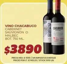 Supermercados Vea Chacabuco - vino chacabuco cabernet sauvignon o malbec oferta