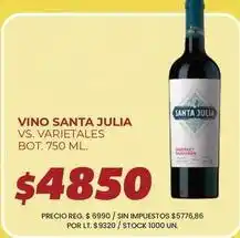 Supermercados Vea Santa julia - vino santa julia vs. varietales oferta
