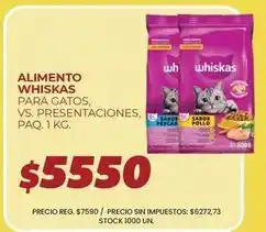 Supermercados Vea Whiskas - alimento para gatos, vs. presentaciones, paq. 1 kg oferta