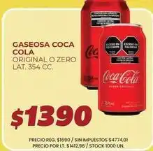 Supermercados Vea Coca cola - gaseosa coca cola original o zero lat. 354 cc oferta