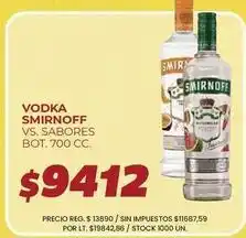 Supermercados Vea Smirnoff - vodka vs. sabores bot. 700 cc oferta