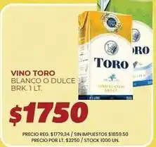 Supermercados Vea Toro - vino blanco o dulce oferta