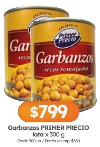Primer precio garbanzos secos remojados