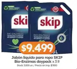 Cordiez Skip jabón líquido para ropa Bio-Enzimas doypack oferta