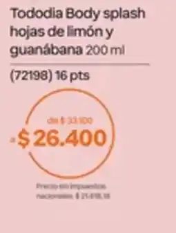 Natura Tododia body splash hojas de limon y guanabana oferta