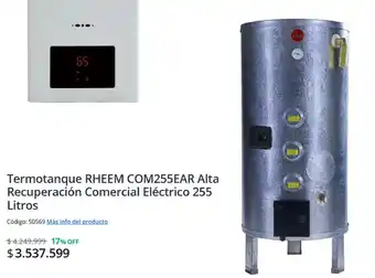 Termotanque rheem com255ear alta recuperación comercial eléctrico