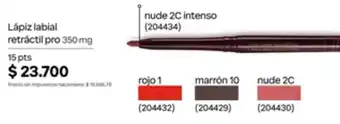 Lápiz labial retráctil pro