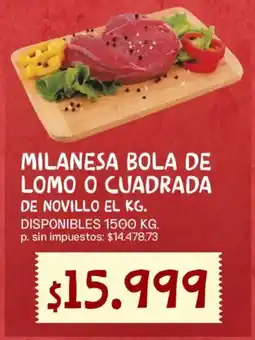 Supermercados Vea Milanesa bola de lomo o cuadrada de novillo oferta