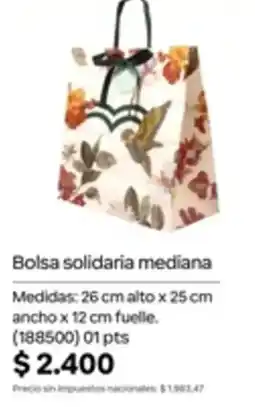 Natura Bolsa solidaria mediana oferta