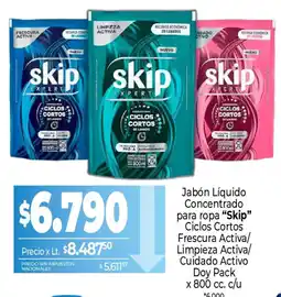 La Anonima Skip jabón líquido concentrado para ropa ciclos cortos oferta